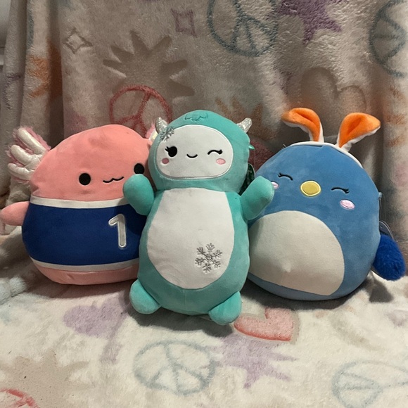 Squishmallows Plush Toy Trio - Pink, Green, Blue - Picture 1 of 4